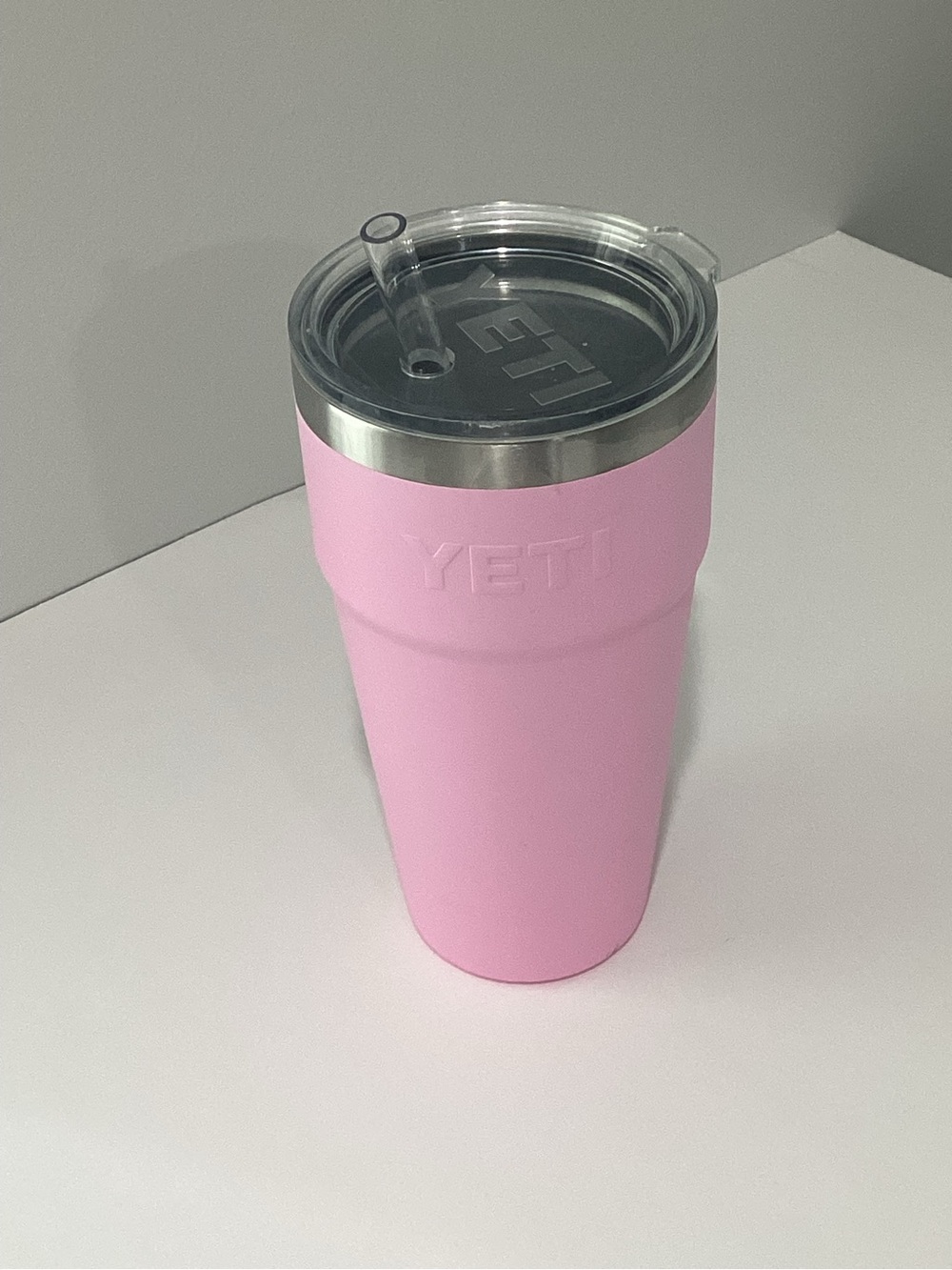 Yeti Pink Stainless Steel Tumbler with Clear Lid